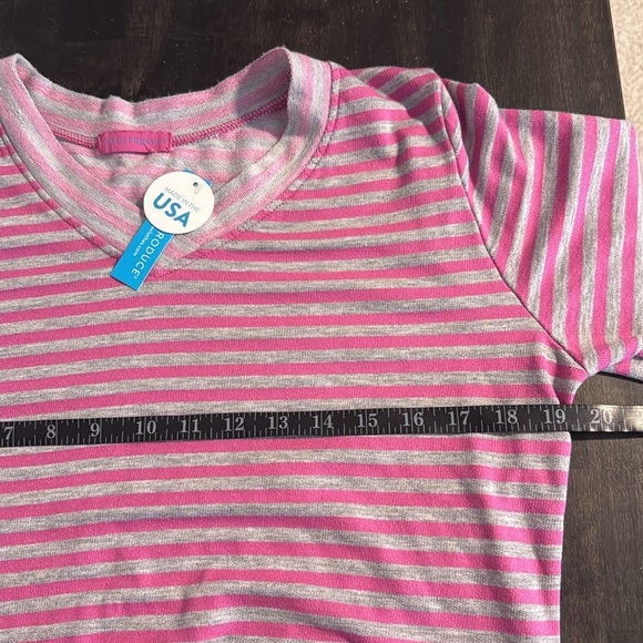 Fresh Produce Pink & Gray Stripe Oversized V Neck Sweatshirt Size Small NWT - Picture 5 of 6